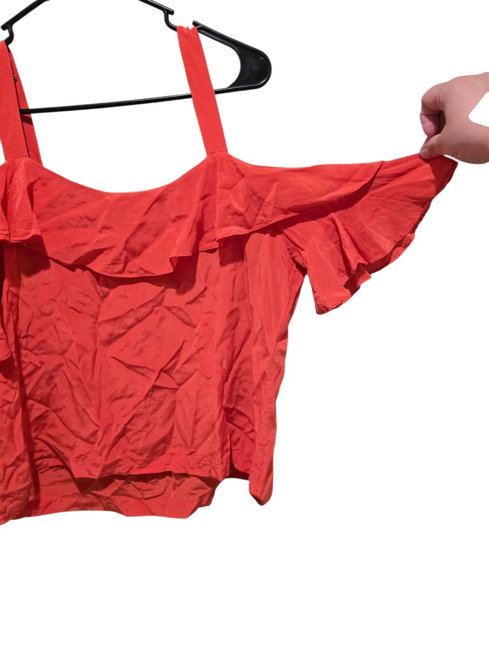 J. Crew Coral 100% Silk Ruffle Camisole Size 12